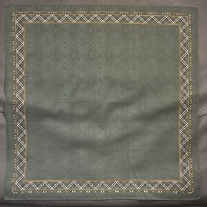 Burberry Dark Green Scarf with Patterned Border
